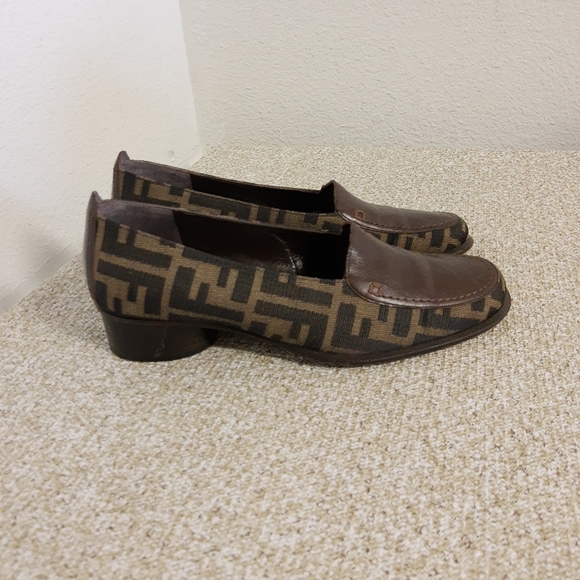 Fendi Classic Monogram Canvas Leather Loafers - Picture 1 of 6
